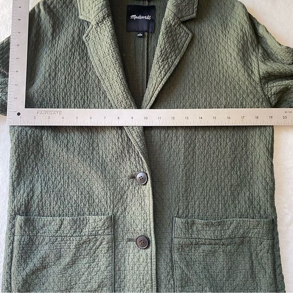 Madewell Blazer Diamond Jacquard Shaw Olive Green Small Quilted 100% Cotton - Picture 7 of 11